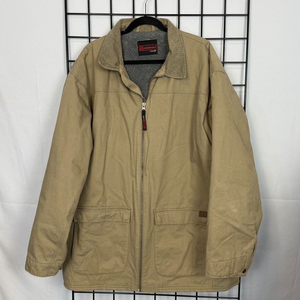 Wrangler RIGGS Workwear Canvas‎ Jacket Mens XXL Tan Chore Sherpa Lined Outdoor